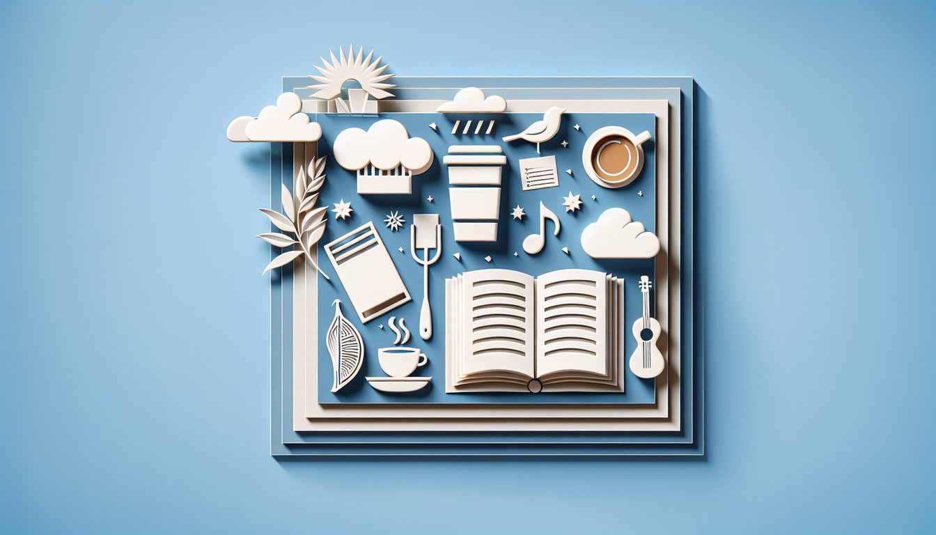 Paper art illustration of two women sipping coffee on sky blue background for Gilmore Girls style quiz