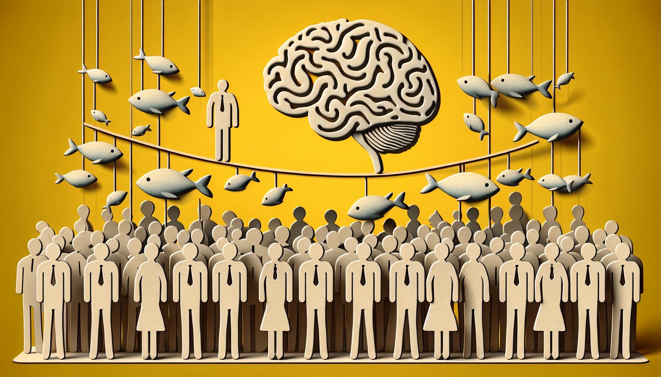 Paper art for gullibility test quiz on a golden yellow background