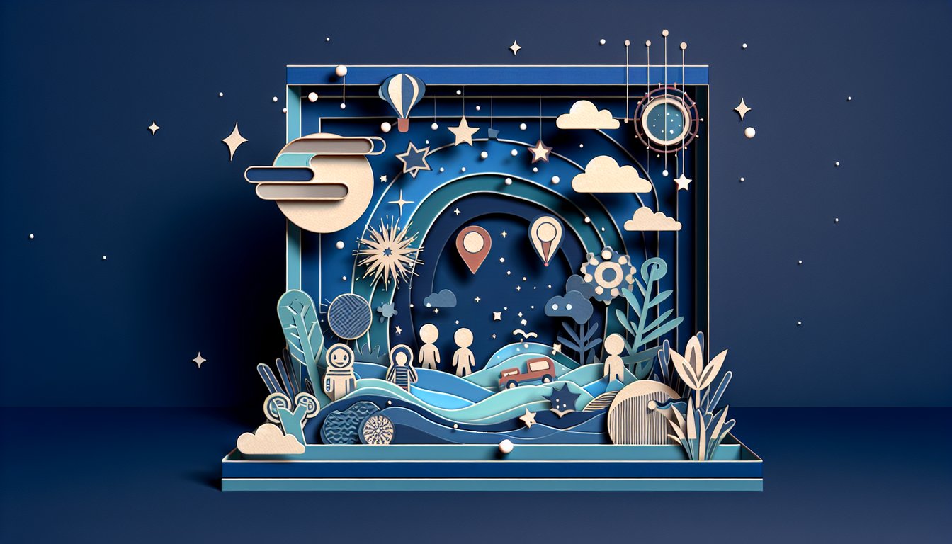 Paper cut art style quiz illustration inviting you to discover which Bluey character you are on a dark blue background