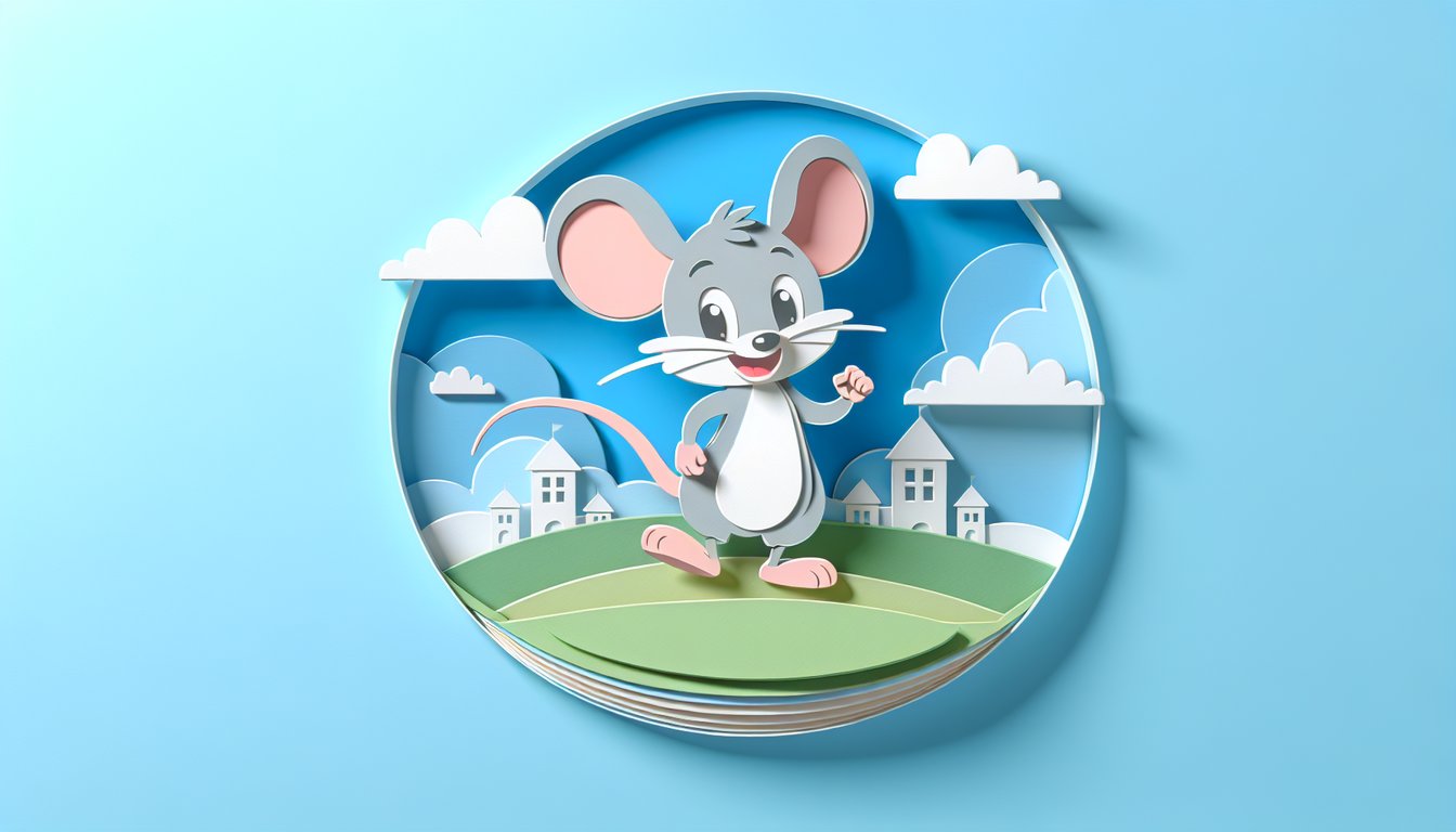 Paper cut Mickey Mouse ears with percent sign on sky blue background for free Mickey Mouse quiz on Mouseketools ProProfs