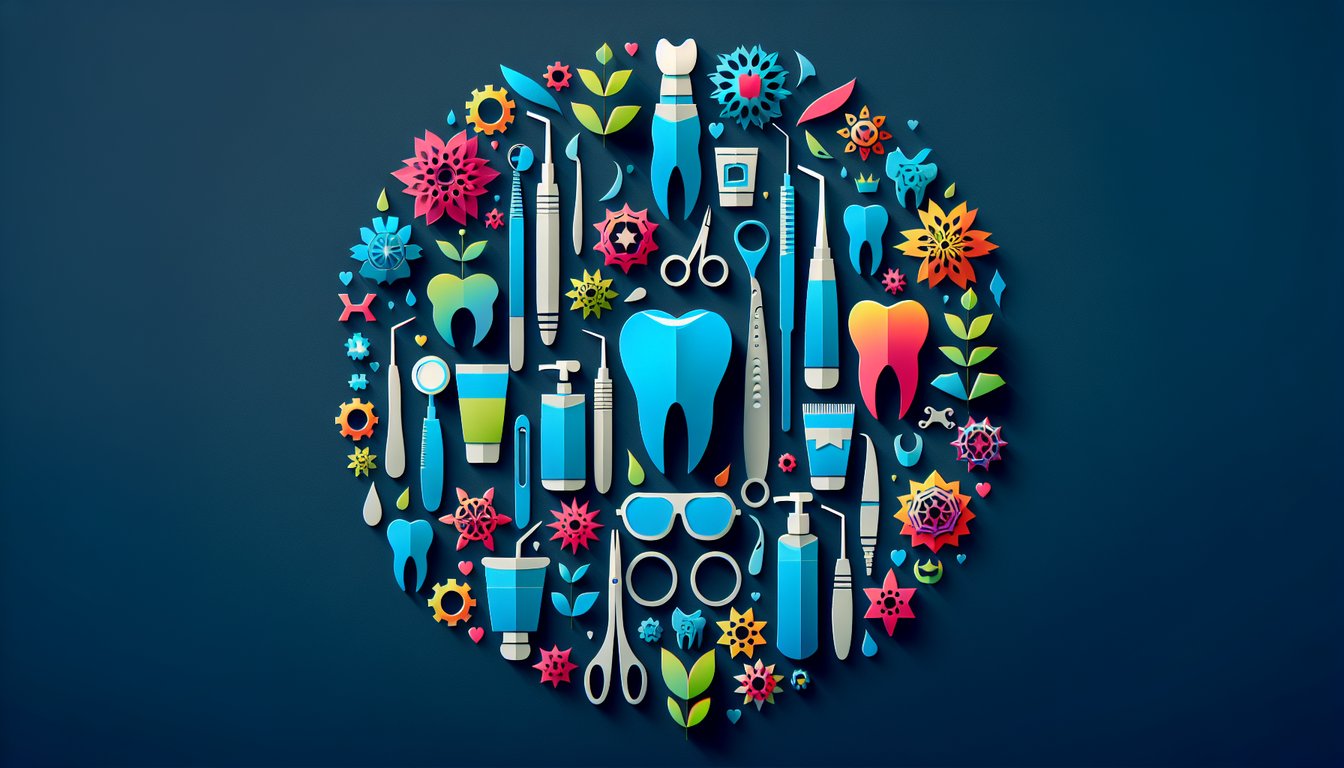 Colorful paper art depicting a dental trivia quiz about product knowledge assessment