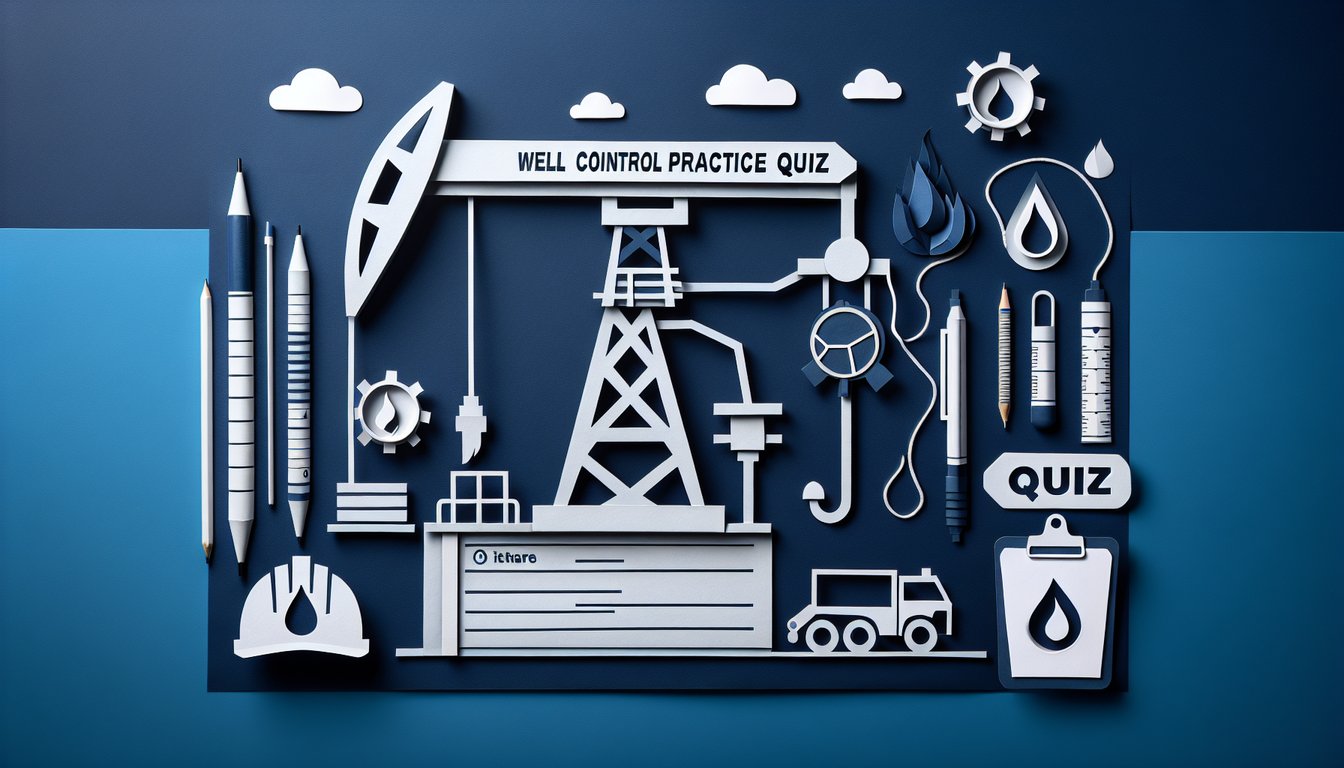 Colorful paper art displaying a trivia quiz on Well Control Practice