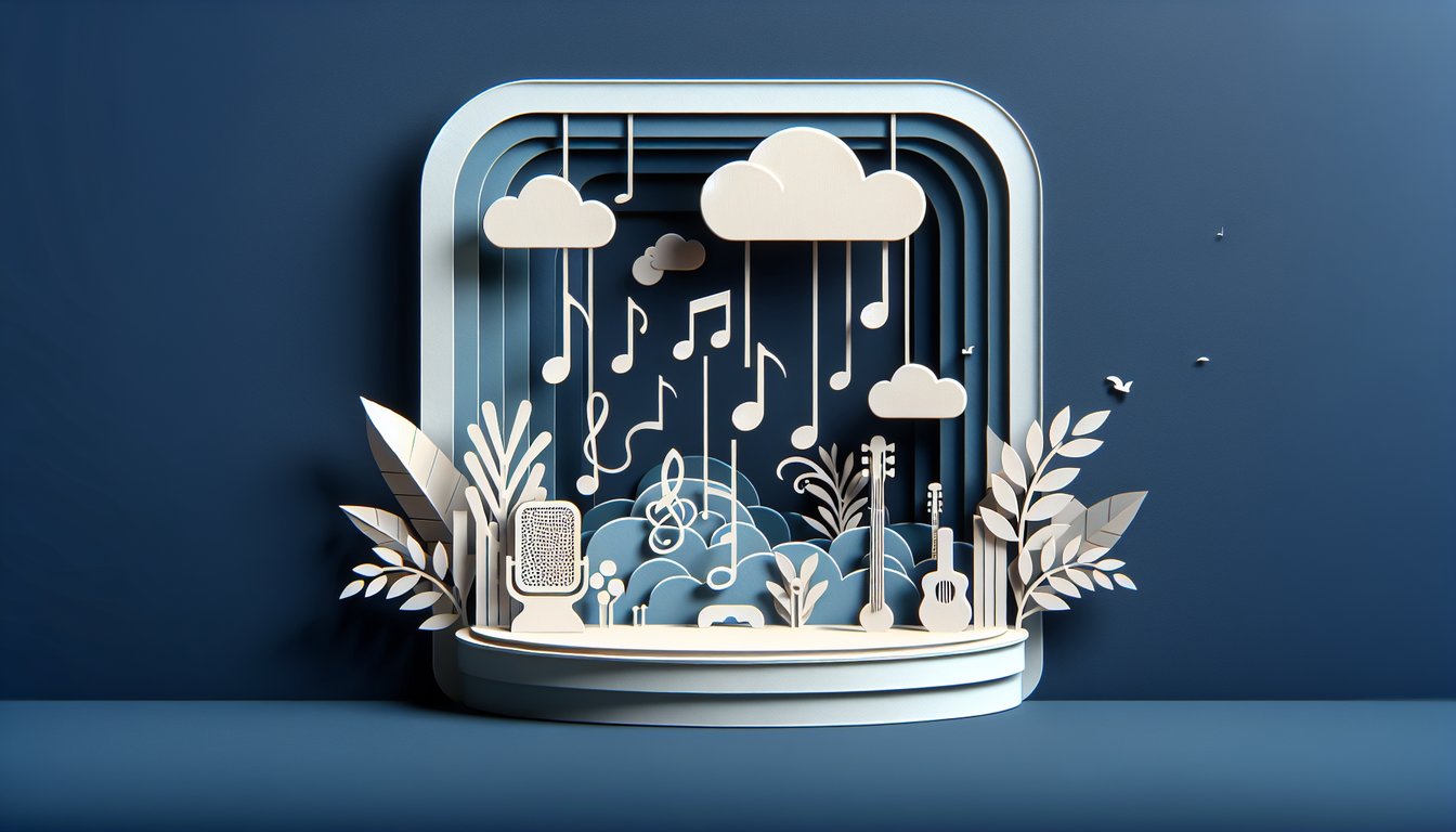 Paper art illustration for Lana Del Rey song personality quiz on dark blue background.