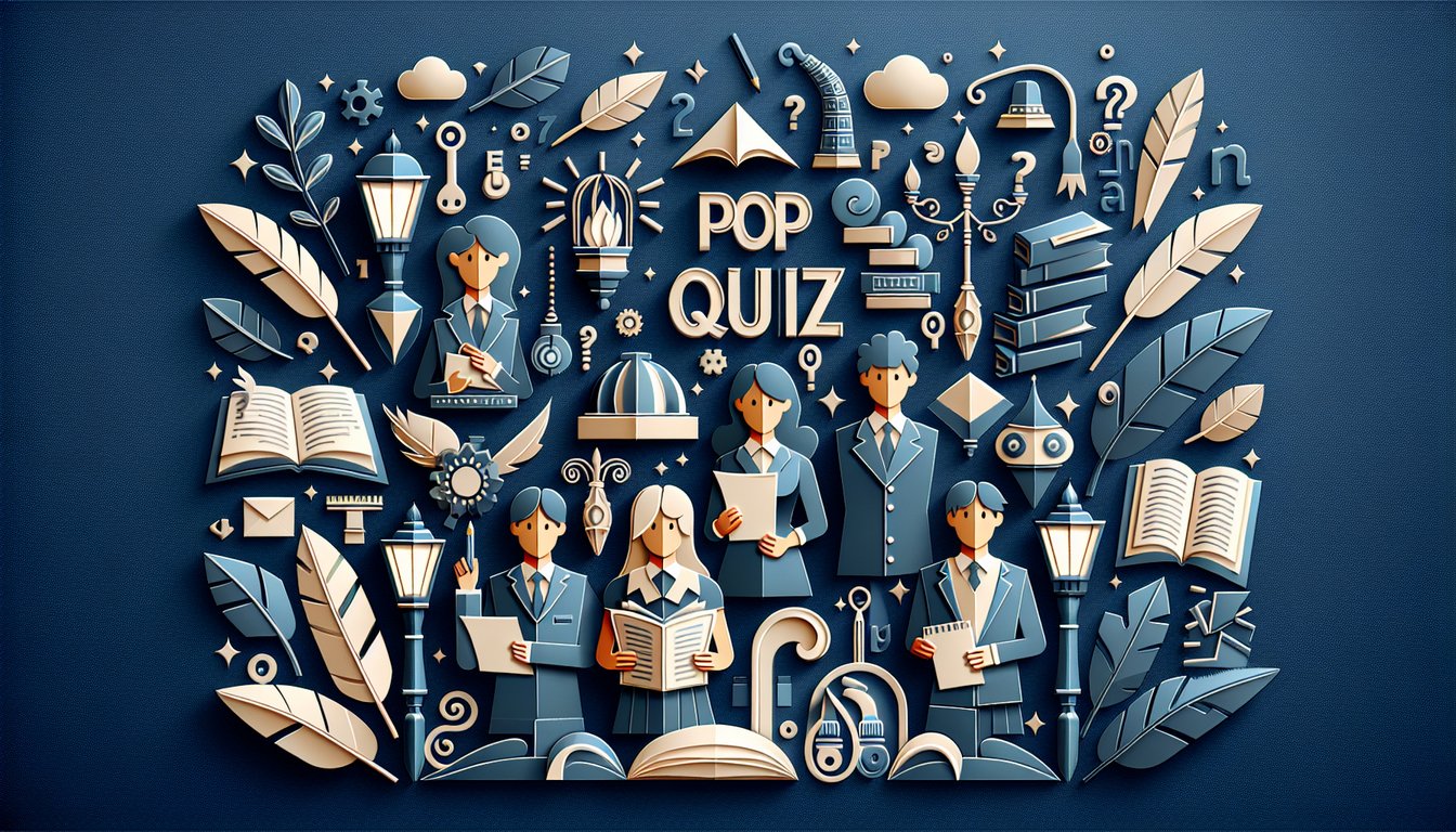 Paper art representing a trivia quiz on poetry structure for high school students.