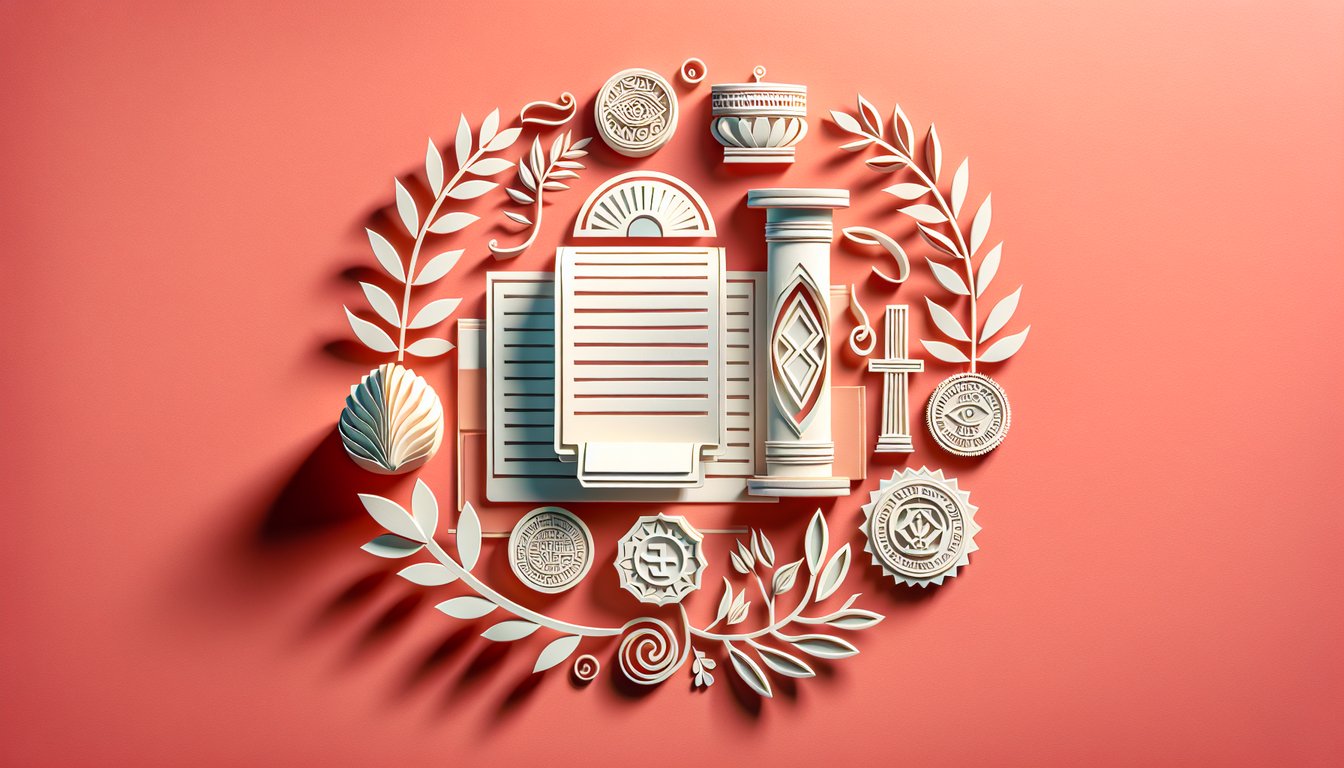 Paper art illustration for Bible wisdom quiz on Book of James on a coral background