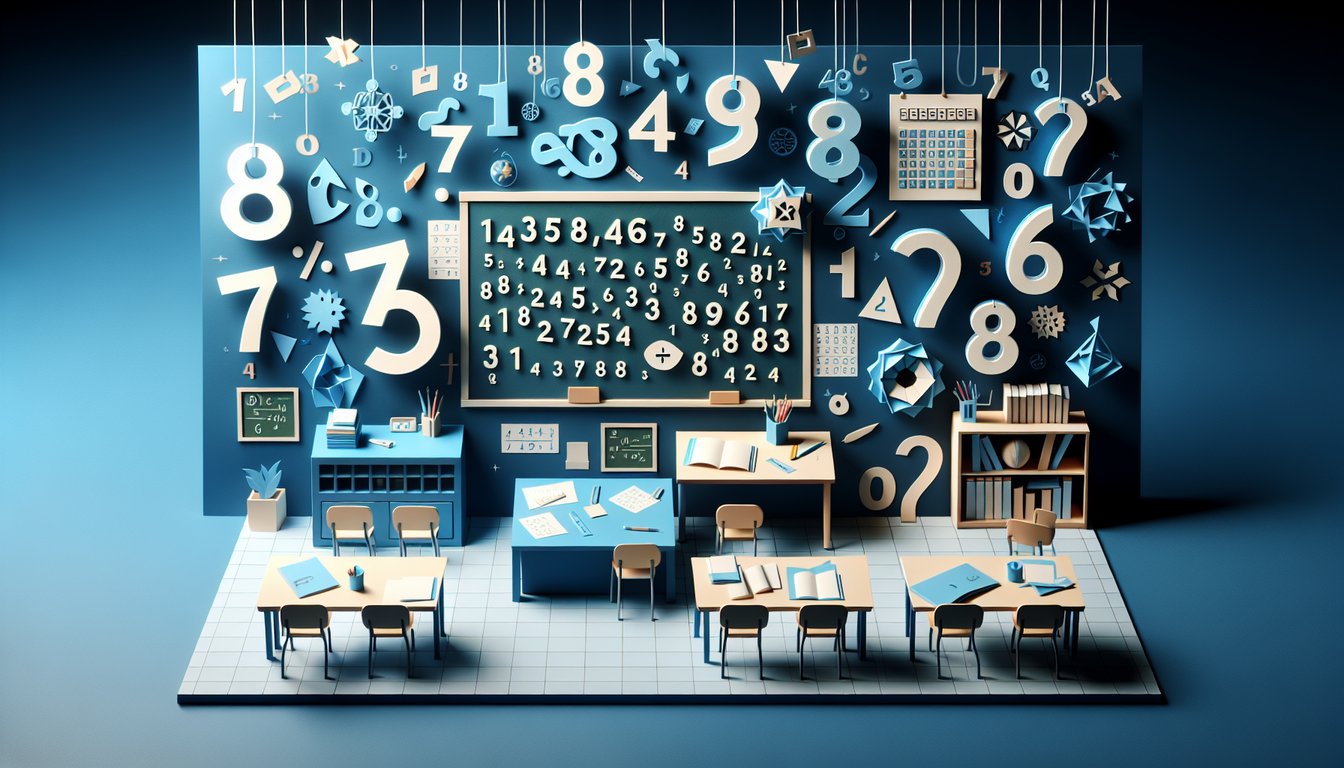 Colorful paper art promoting a prime and composite numbers quiz for middle school students.