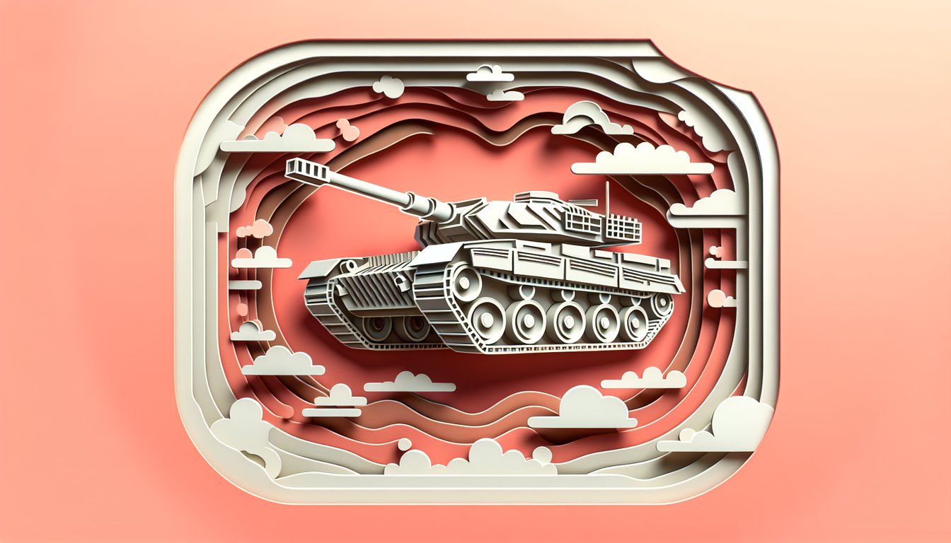 Paper art tank on coral background inviting free tank quiz to match your style and reveal your battle persona