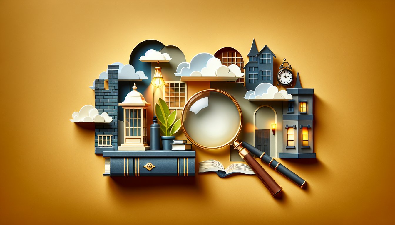 Paper art illustration for a serial killer trivia quiz on a golden yellow background