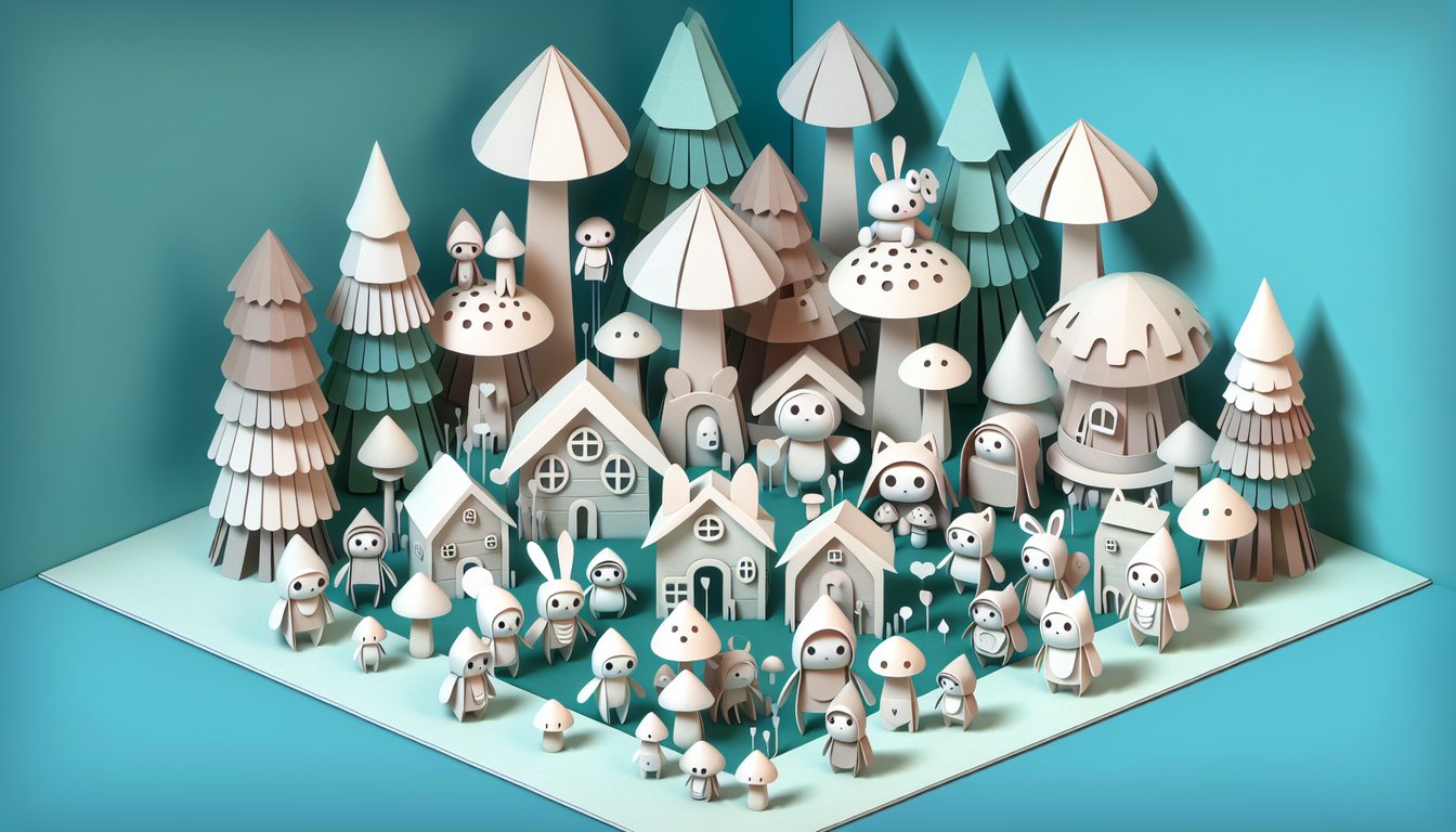 Paper art illustration for Smurf personality quiz on a teal background.