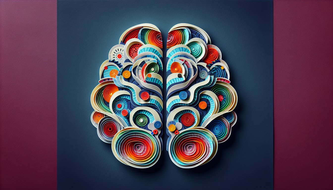 Paper art depicting a trivia quiz on brain lobe functions for high school students.