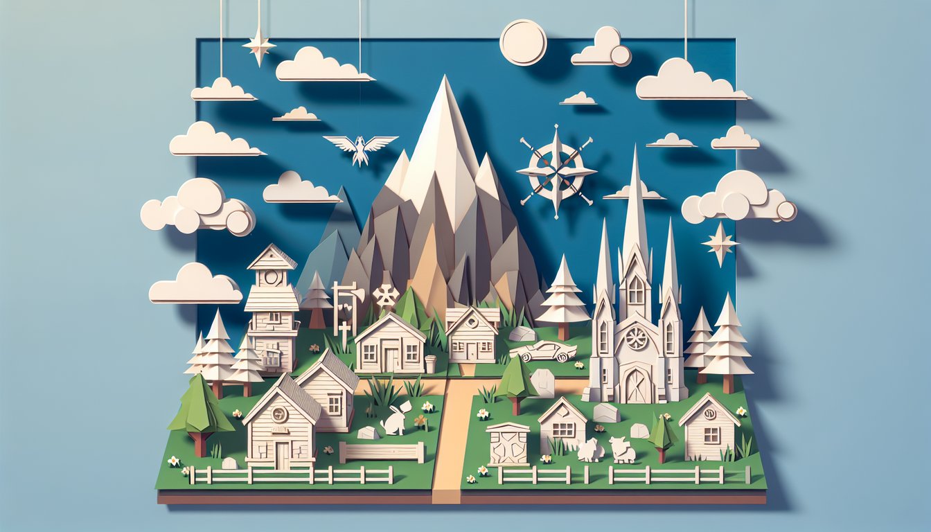 Paper art scene with Persona 4 Golden quiz title and Inaba trivia icons against sky blue background