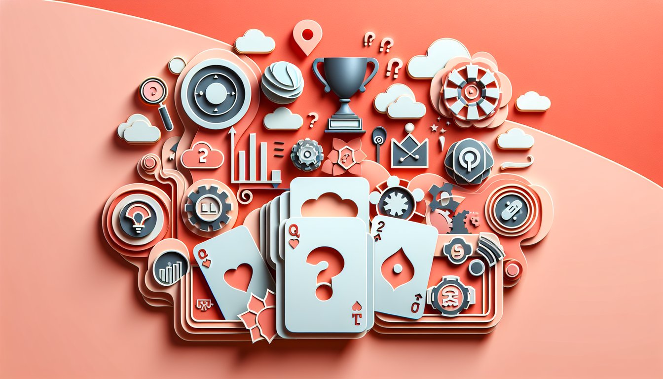 Paper art illustration of a quiz prompt on coral background testing Pokemon card game rules mastery
