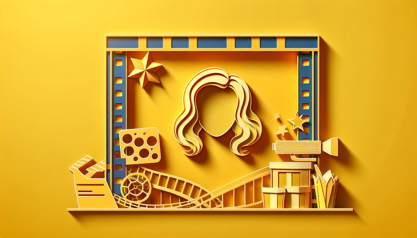 Paper art style collage of Babysitter Killer Queen elements and quiz call to action text on golden yellow background