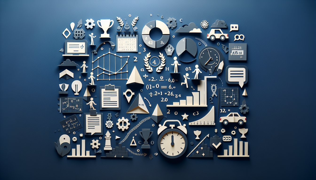Colorful paper art promoting the dynamic Algebra Ace Challenge for high school students.