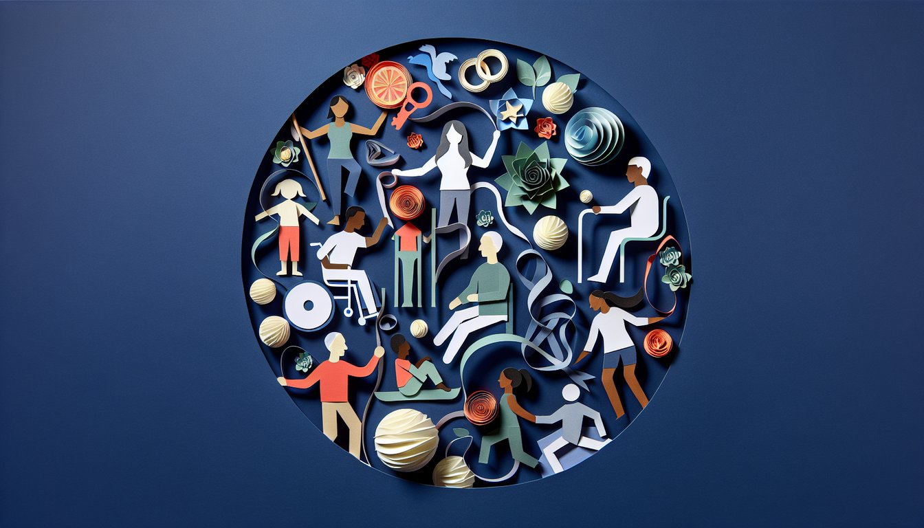 3D voxel art illustrating the course Psychosocial Aspects in Health and Rehabilitation