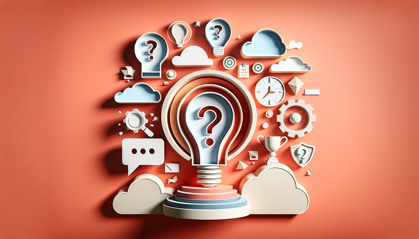 Colorful paper art hearts and question marks on coral background representing a fun attraction level quiz