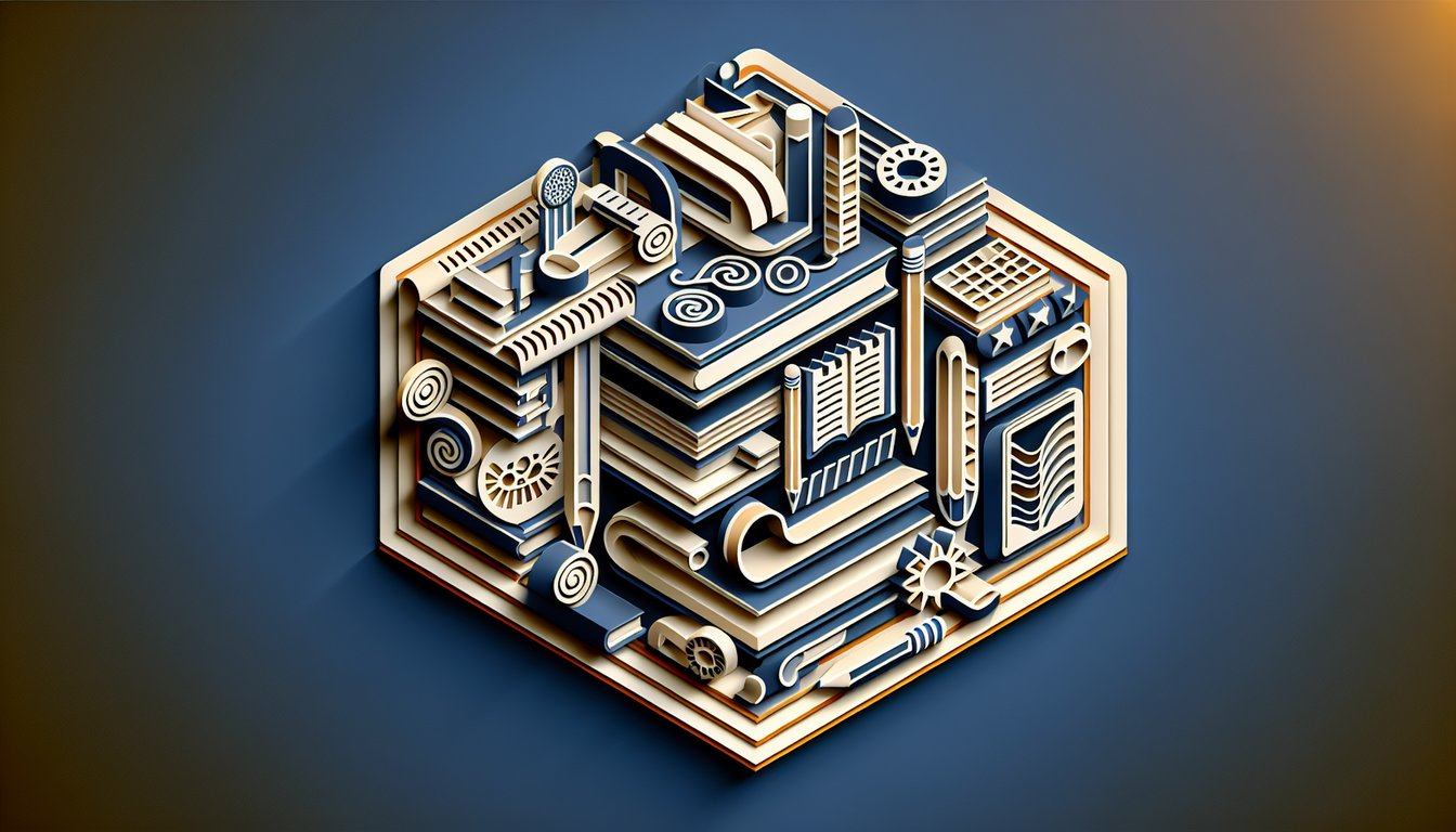 Paper art illustration for a quiz about parallel structure practice on a dark blue background.