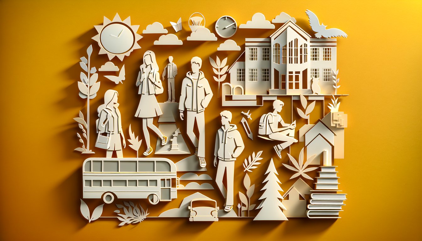 Paper art style anime silhouettes on golden yellow background with quiz title Highschool of the Dead fate test