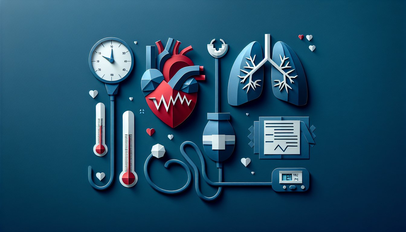 Paper art illustrating trivia for Vital Signs Blitz practice quiz for health students.