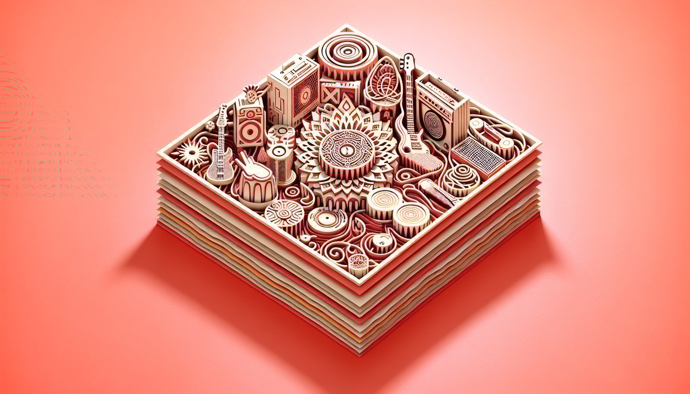 Paper art illustration for Nirvana knowledge quiz on a coral background
