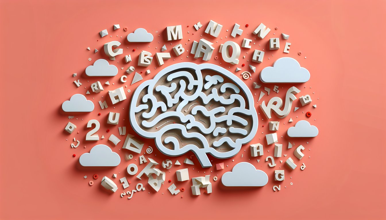 Paper art illustration for unscramble words quiz on a coral background