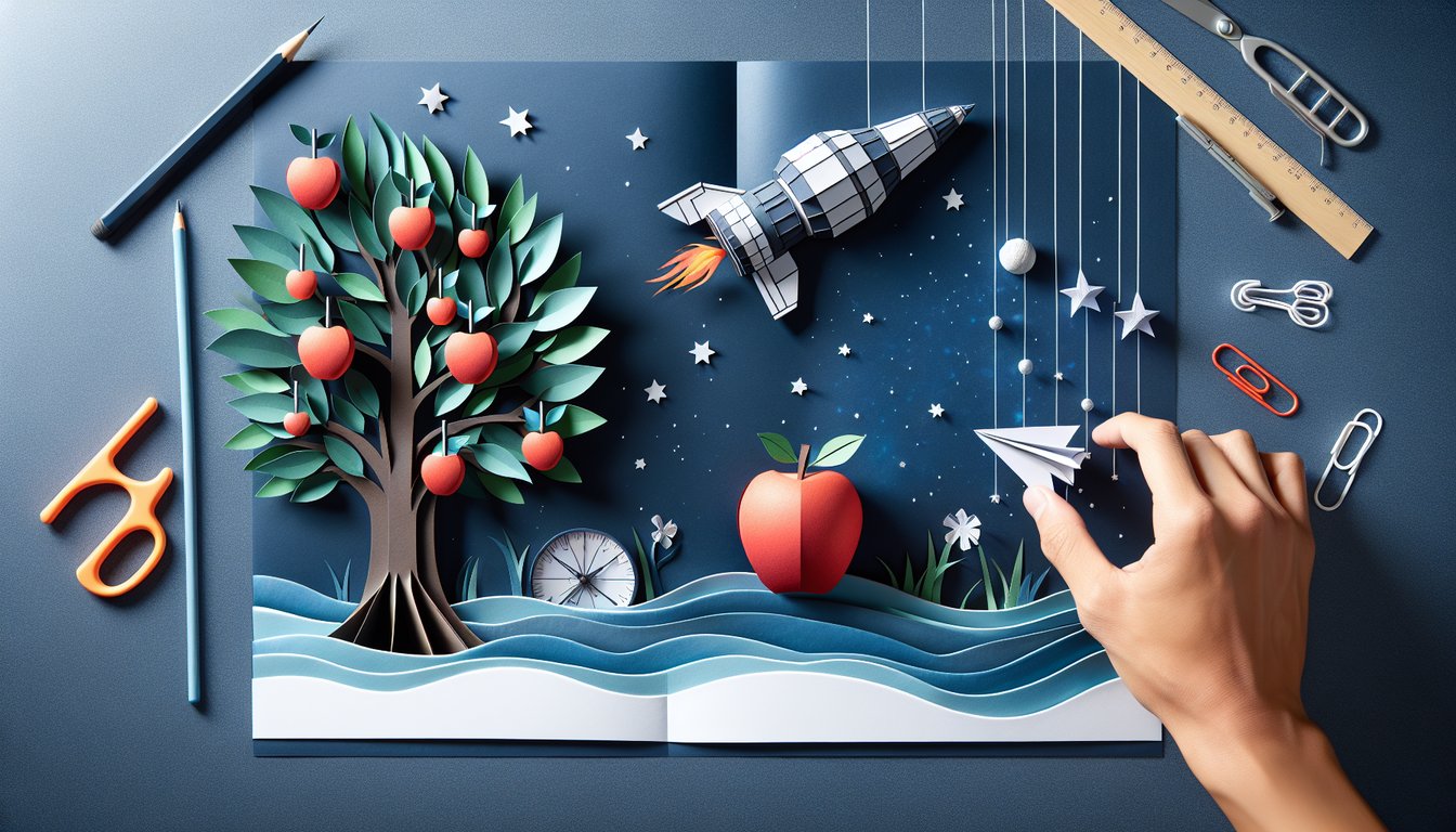 Interactive paper art for Action  Reaction Quiz, a physics assessment tool for high school students.