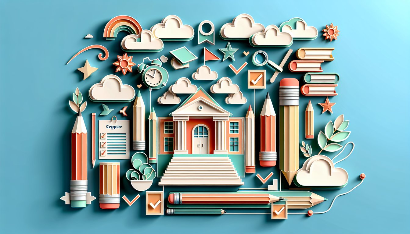 Paper art collage of letters hyphens and quiz banner on teal background promoting free hyphen practice and skill