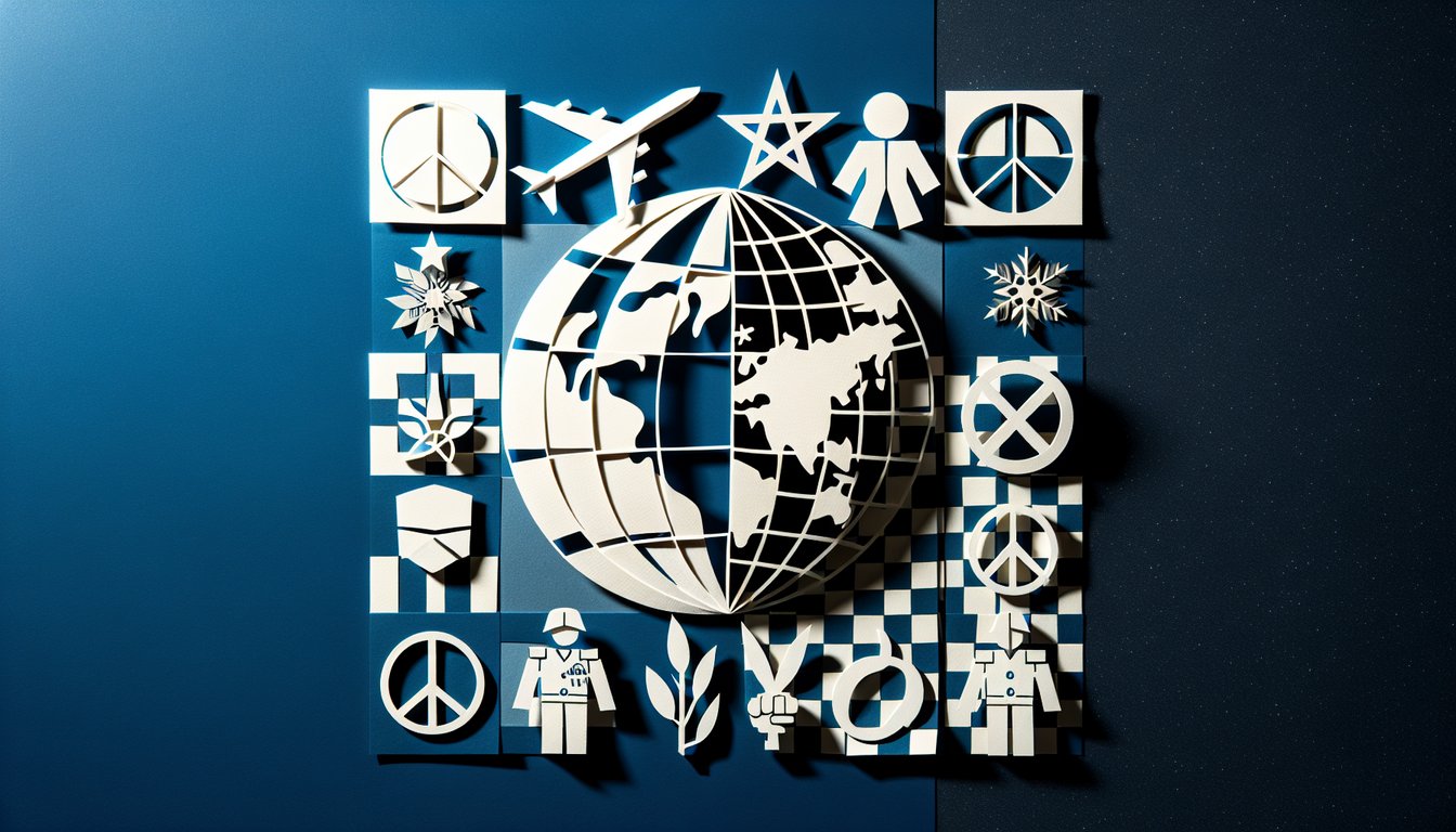 Colorful paper art design promoting a Cold War History Quiz.