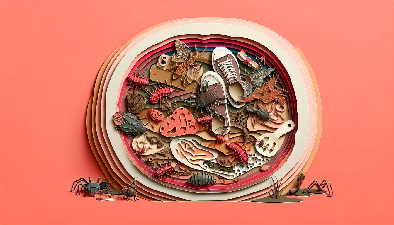Paper art illustration for How Disgusting Are You quiz on a coral background