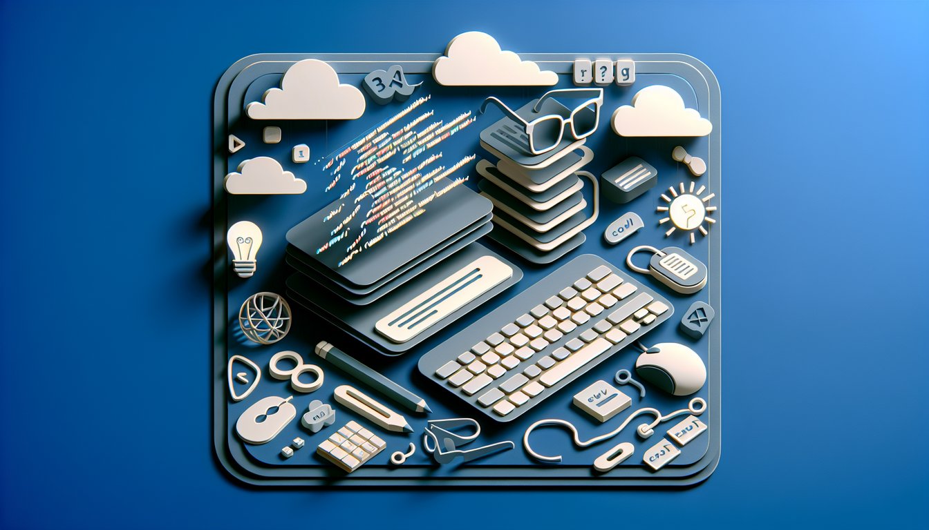 Paper art illustration for developer trivia software quiz on a dark blue background