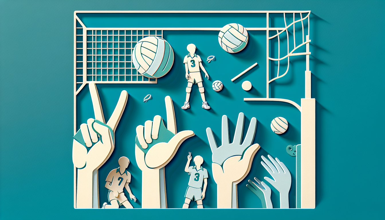Paper art illustration for Haikyuu character personality quiz on teal background