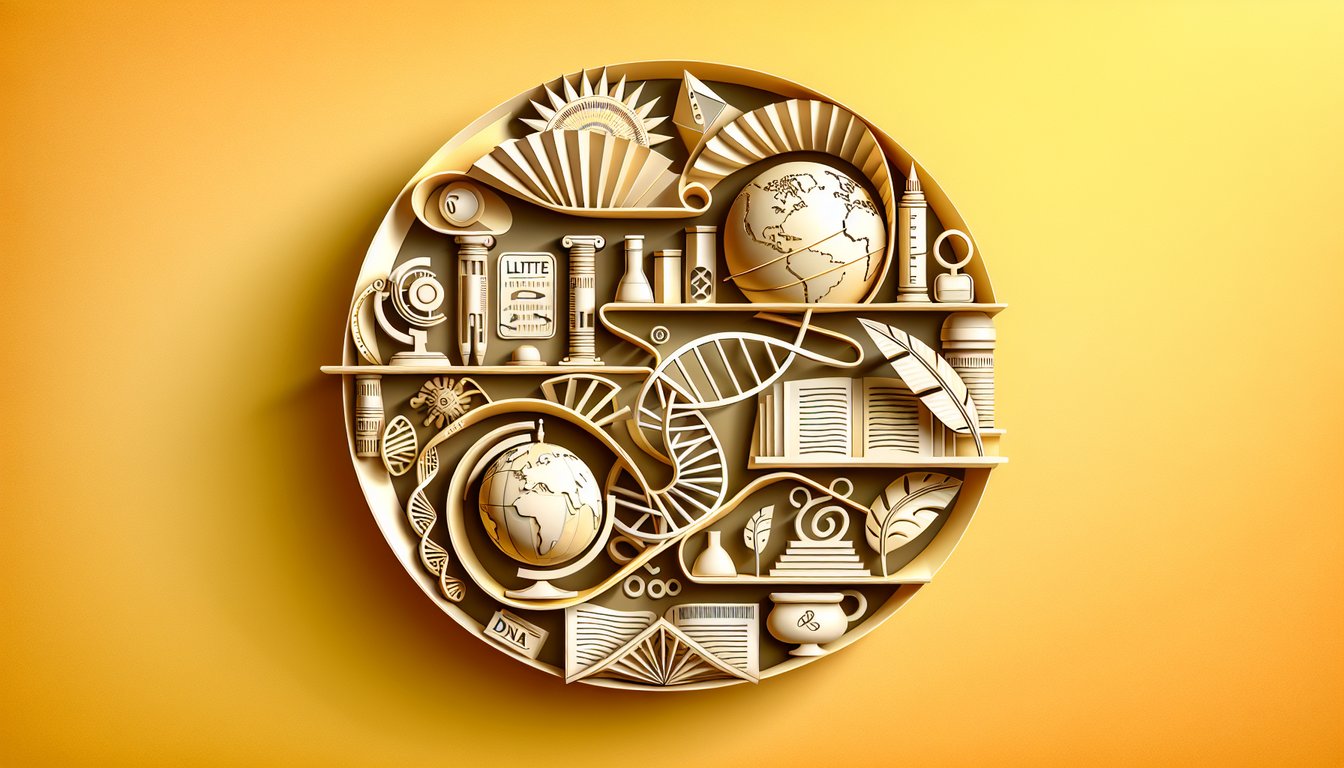 paper art collage with quiz question cards light bulb brain icon on golden yellow background.