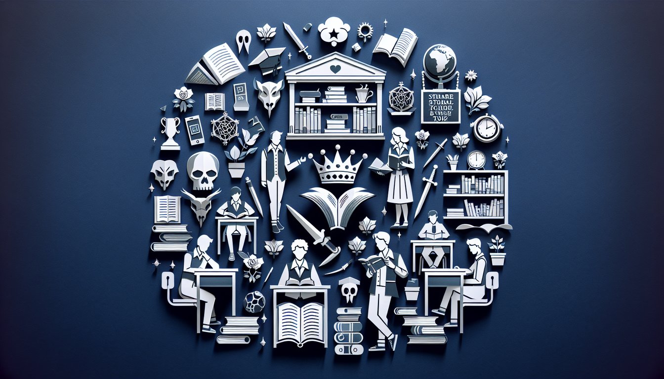 Paper art depicting Hamlet Quote Challenge, a literature quiz for high school students.