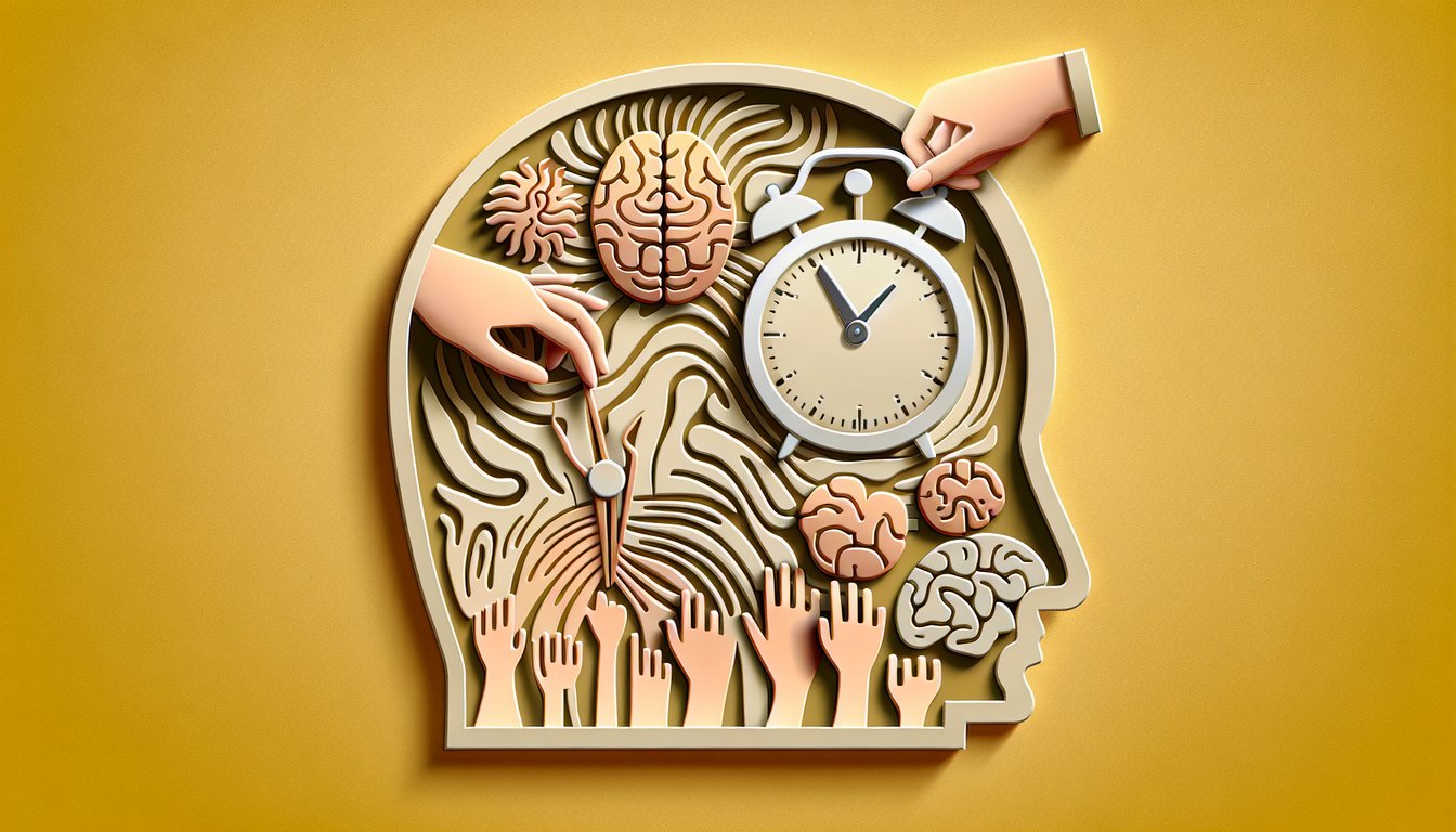 Paper art style head with hands picking scalp next to bold quiz text on golden yellow background