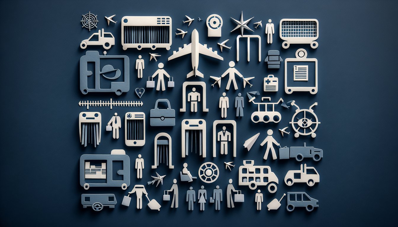 Colorful paper art depicting elements related to Airport Security Awareness Quiz