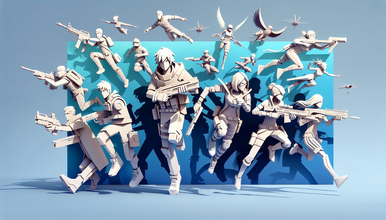 Paper art Overwatch hero icons on sky blue background with quiz prompt discover your hero by play style