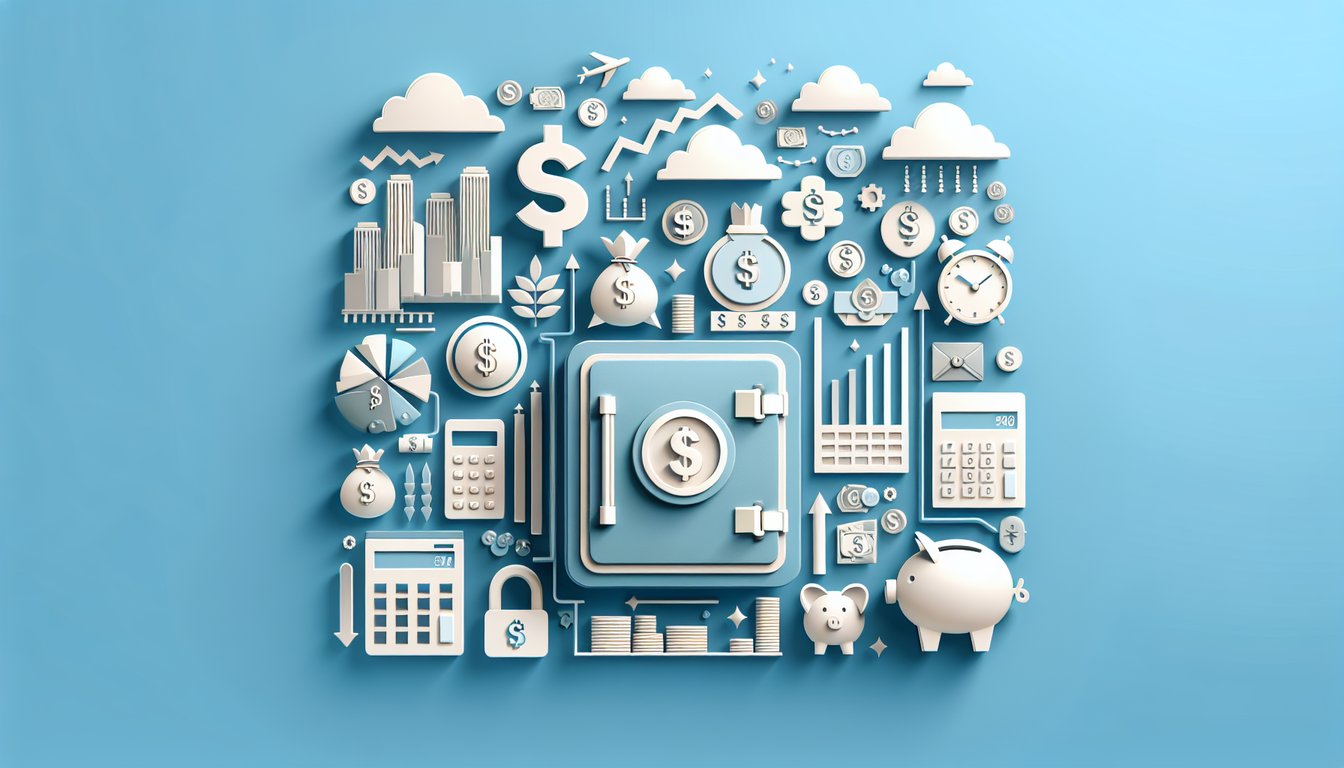 Paper cut coins bills question marks and quiz icons on sky blue background for free banking trivia quiz