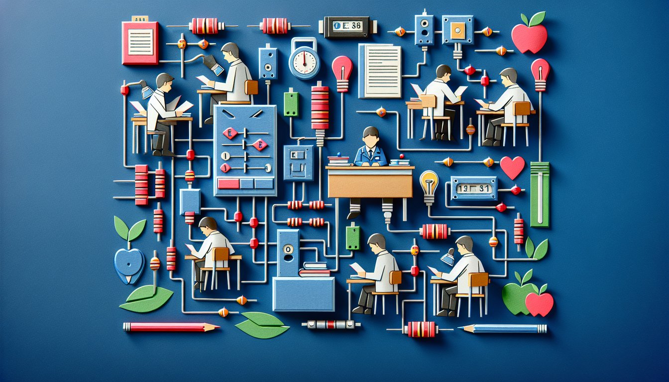 Colorful paper art representing a trivia quiz on Ohms Law for high school physics students.