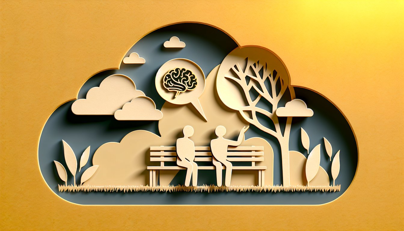 Paper art illustration for Does My Husband Have Autism quiz on a golden yellow background