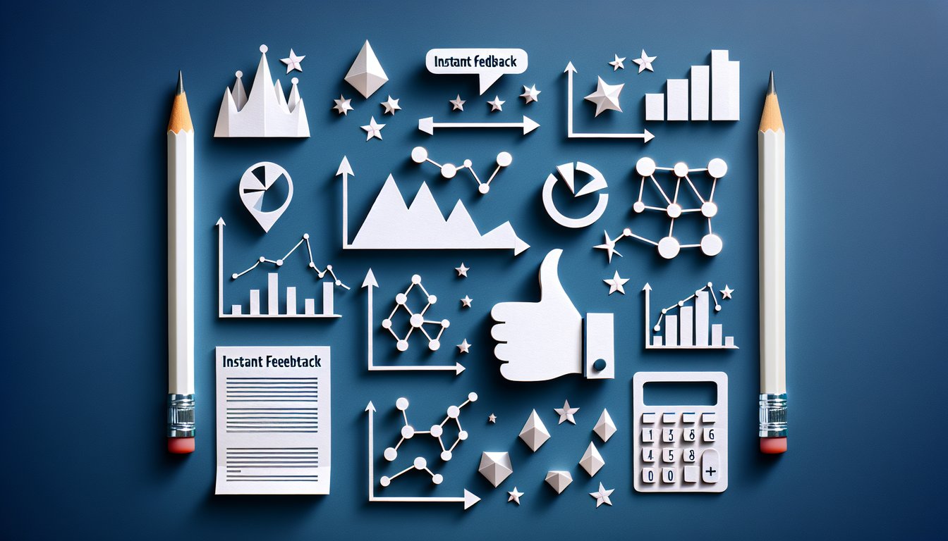 Paper art representing a high school-level statistics quiz Scatter, Correlate, Succeed
