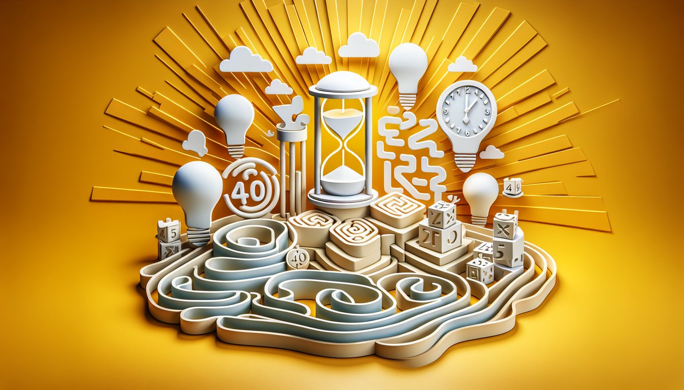 Paper art illustration for quiz titled The Impossible Quiz 3 with playful shapes question marks on golden yellow background