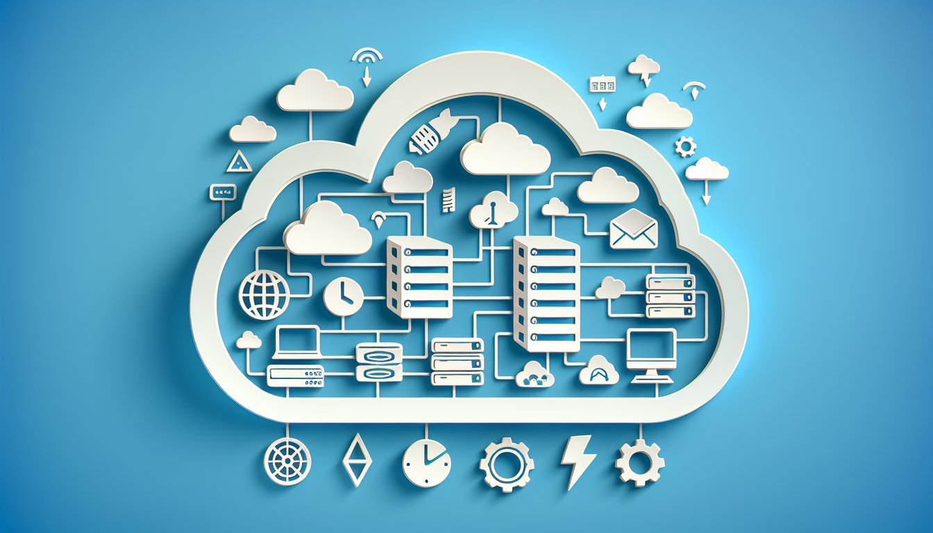 Paper art quiz scene with network nodes and server icons for Active Directory Domain Services on a sky blue background