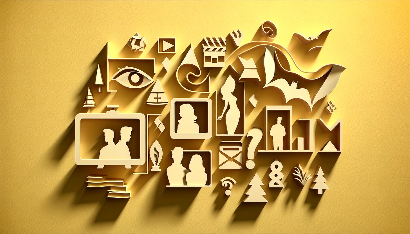 Paper art quiz design featuring Riverdale Season 3 twists characters secrets icons on golden yellow background