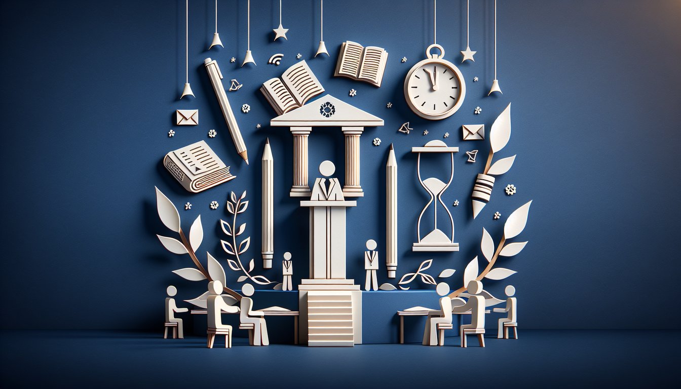 Colorful paper art promoting an AP Government trivia quiz for high school students.