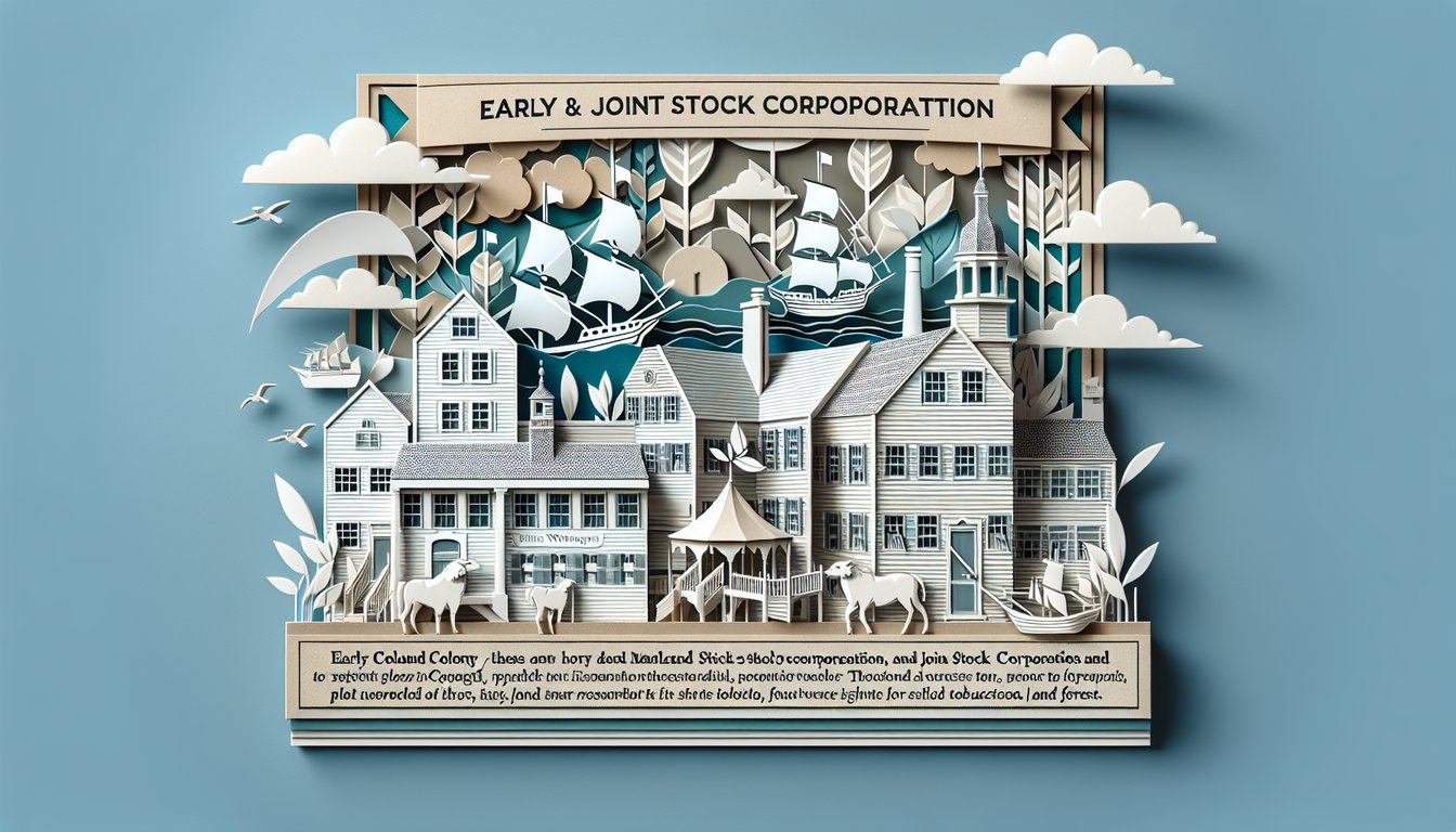 Paper art of colonial fort and ship on sky blue background for Maryland APUSH quiz joint stock corporations early colonies
