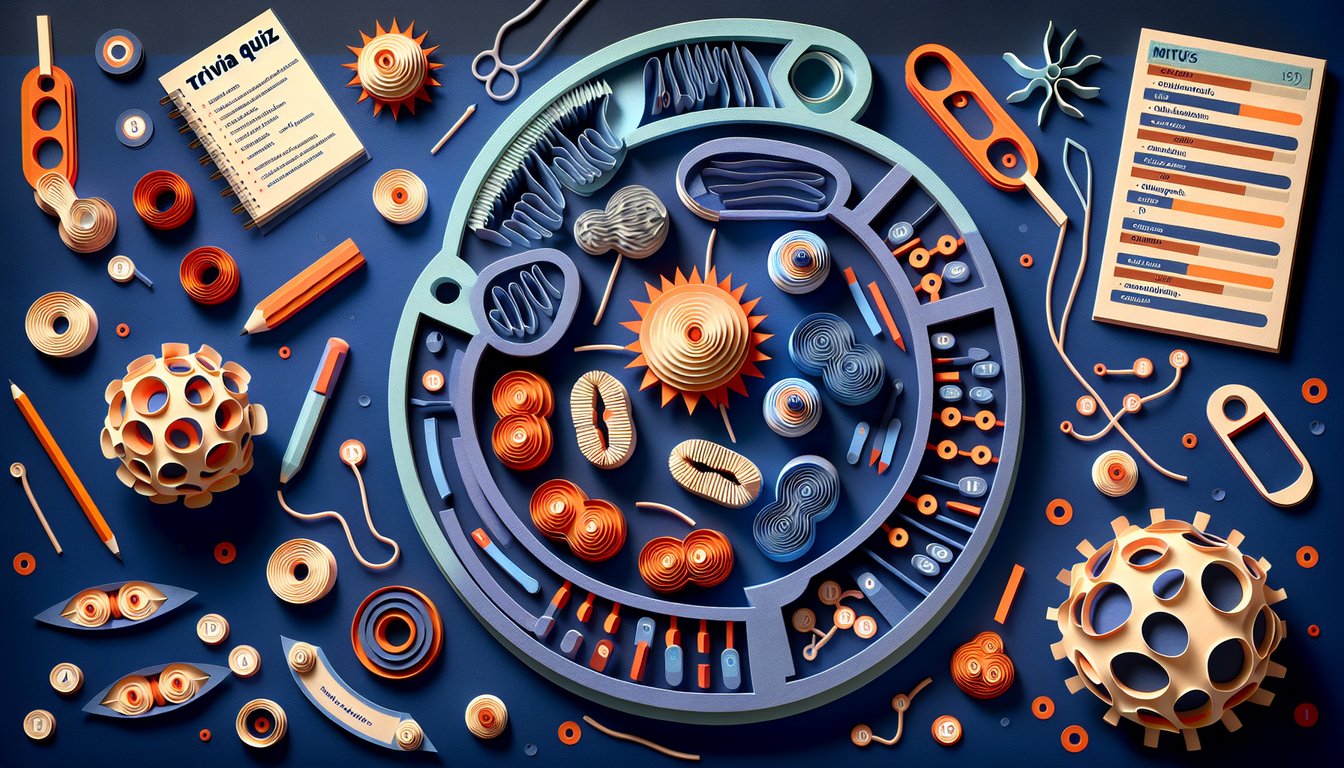 Colorful paper art promoting the engaging Mitosis Mastery Challenge biology quiz.