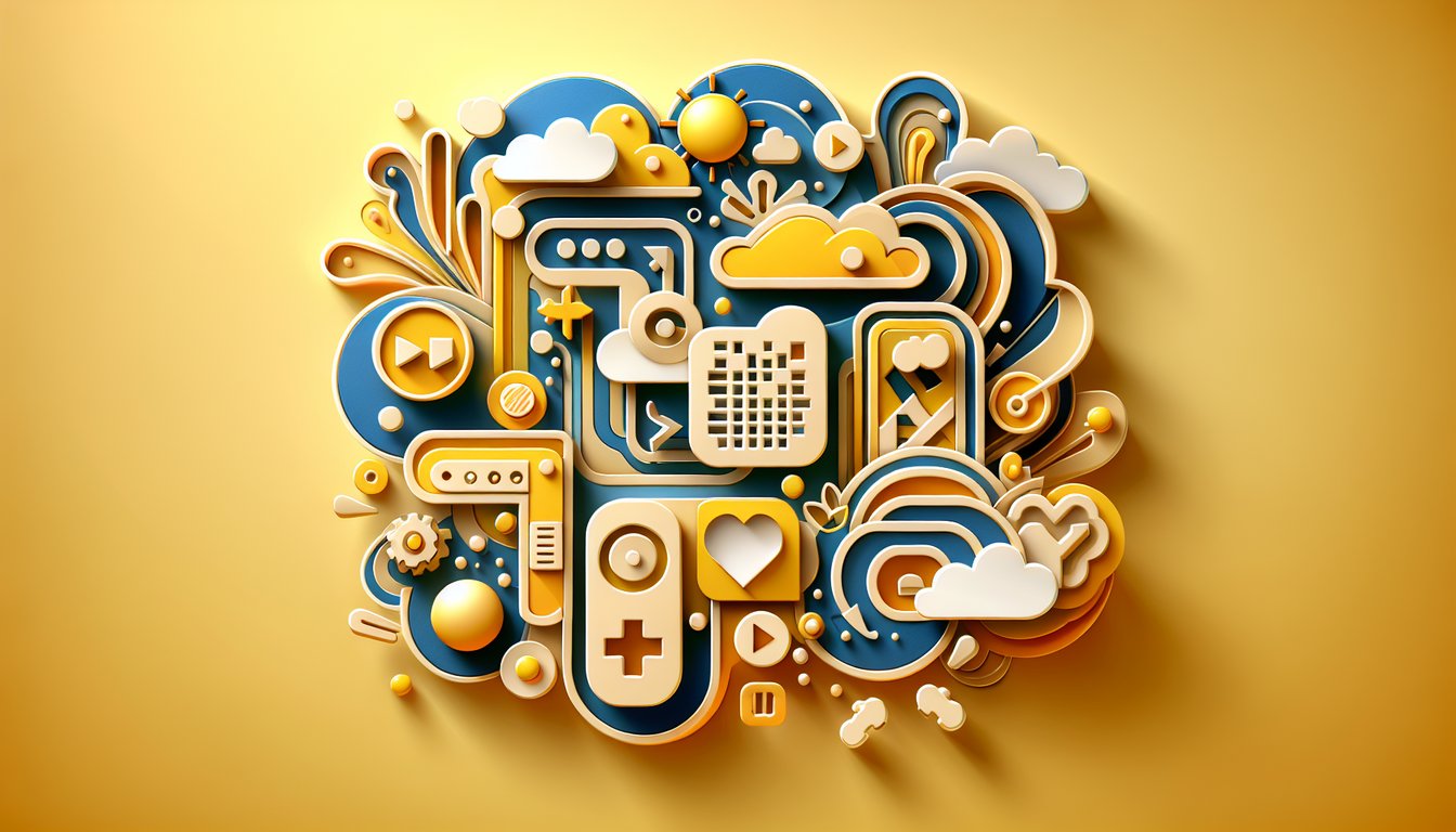 Paper art cutouts of question marks and lightbulb on golden yellow background representing fun online quizzes