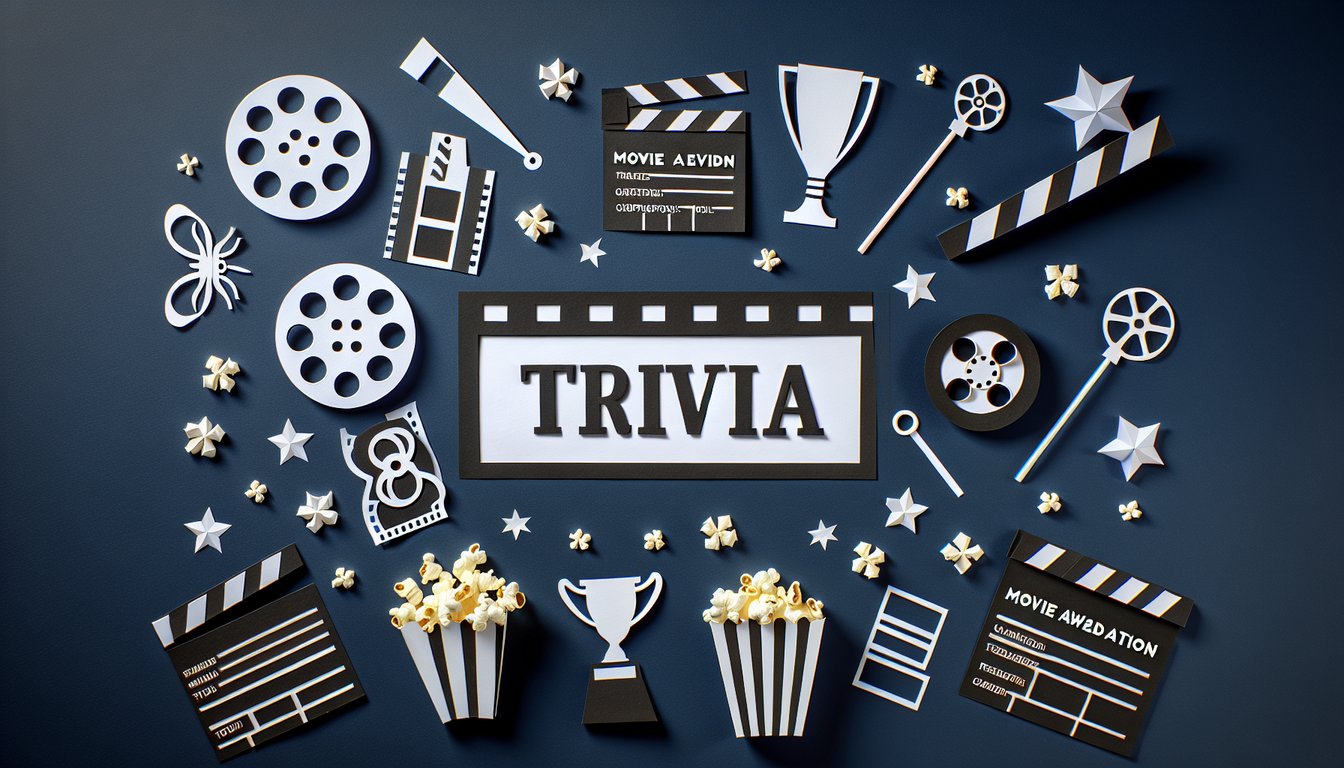 Colorful paper art depicting elements of a movie awards prediction quiz.
