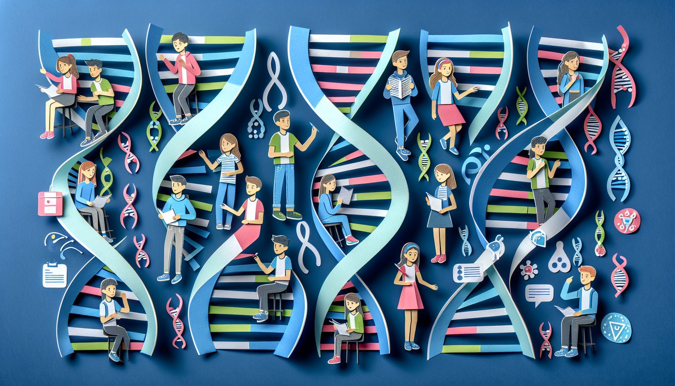Paper art illustrating a Chromosome Counting Challenge quiz for high school biology students.