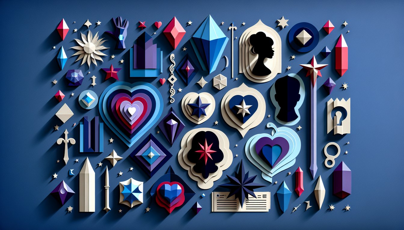 Paper art illustration for Steven Universe fusion gem quiz on dark blue background